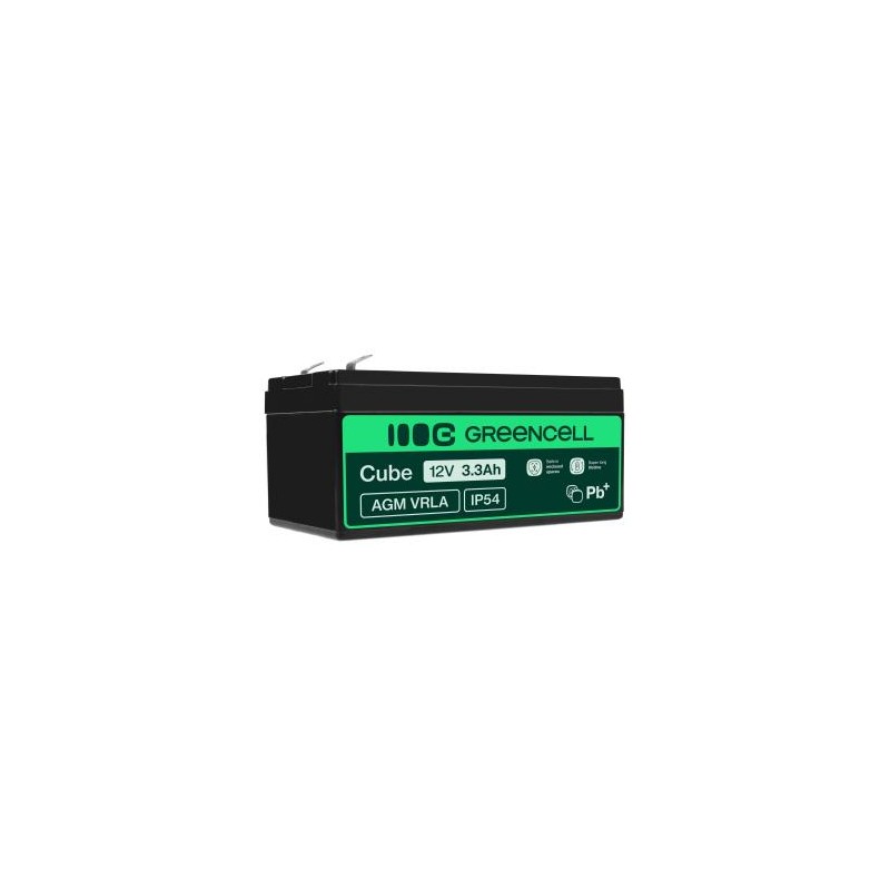 Green Cell AGM VRLA 12V 3.3Ah maintenance-free bateria do systemów alarmowych, kas, zabawek