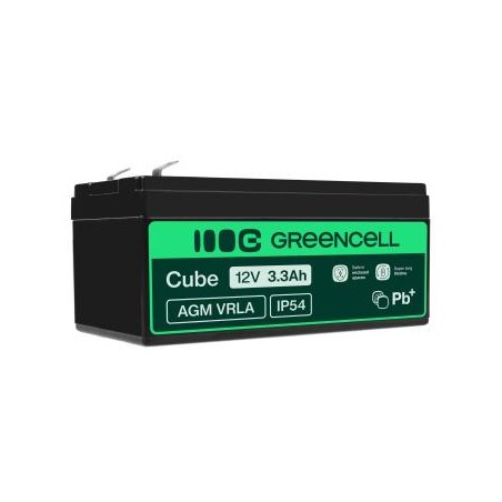 Green Cell AGM VRLA 12V 3.3Ah maintenance-free bateria do systemów alarmowych, kas, zabawek