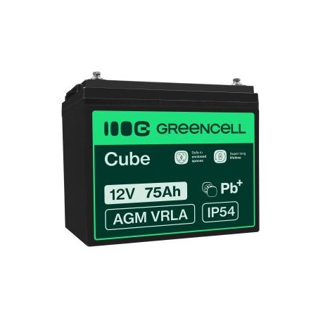 Green Cell AGM VRLA 12V 75Ah maintenance-free bateria do camper, photovoltaics, solar panels, łodzi