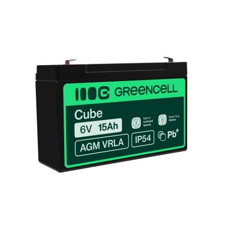 Green Cell AGM VRLA 6V 15Ah maintenance-free bateria do the systemów alarmowych, kas, zabawek