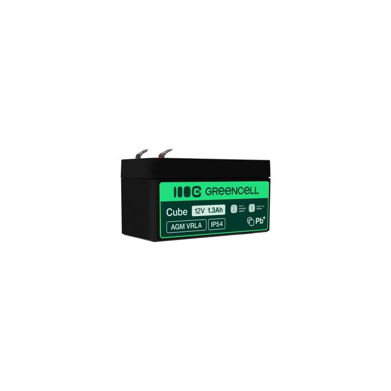 Green Cell AGM VRLA 12V 1.3Ah maintenance-free bateria do the systemów alarmowych, kas, zabawek