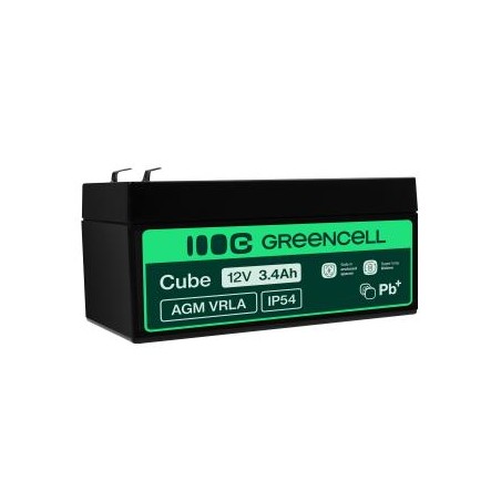 Green Cell AGM VRLA 12V 3.4Ah maintenance-free bateria do  systemów alarmowych, kas, zabawek
