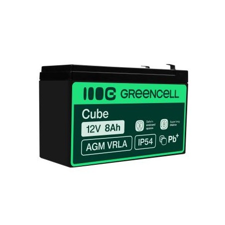Green Cell AGM VRLA 12V 8Ah maintenance-free bateria do systemów alarmowych, kas, zabawek
