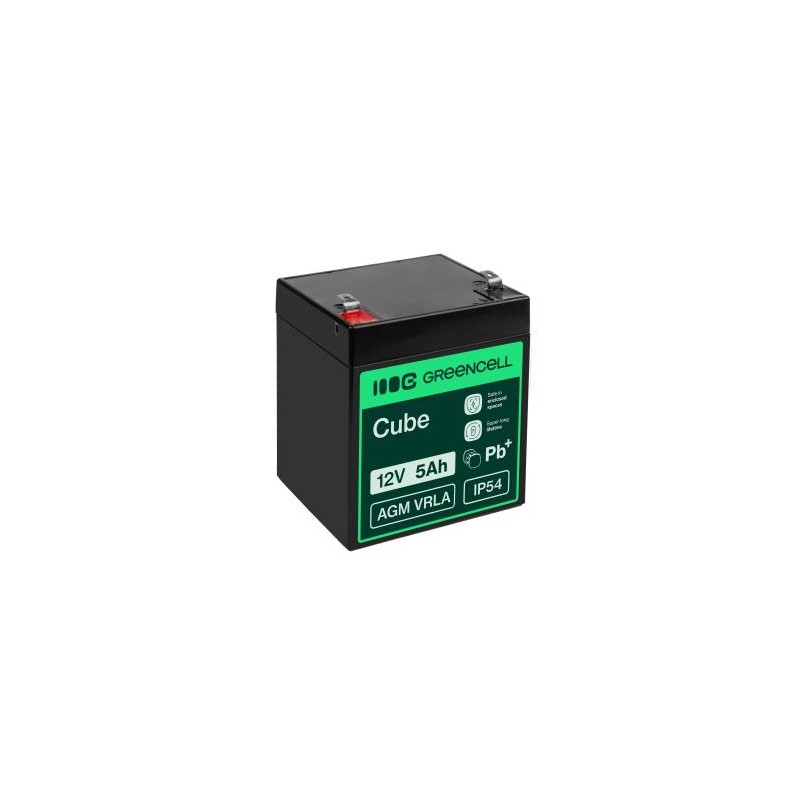 Green Cell AGM VRLA 12V 5Ah maintenance-free bateria do the systemów alarmowych, kas, zabawek