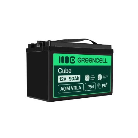 Green Cell AGM VRLA 12V 90Ah maintenance-free bateria do kamperów, fotowoltaiki, paneli solarnych, łodzi