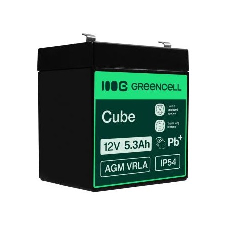 Green Cell AGM VRLA 12V 5.3Ah maintenance-free bateria do the systemów alarmowych, kas, zabawek