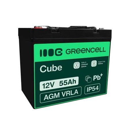 Green Cell AGM VRLA 12V 55Ah maintenance-free bateria do mower, skuter, łodzi, wózek inwalidzki