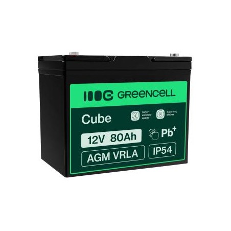 Green Cell AGM VRLA 12V 80Ah maintenance-free bateria do łodzi, skuterów, kamperów vans, wózki inwalidzkie, kosiarka do trawy