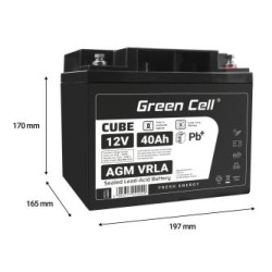 Green Cell CUBE AGM IP54 12V 40Ah VRLA bateria Gel deep cycle scooter mower boat barge mower tractor fishing boat