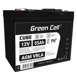 Green Cell CUBE AGM IP54 12V 55Ah VRLA bateria Gel deep cycle skuter mower łodzi barge mower ciągnik,  łodzi