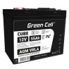 Green Cell CUBE AGM IP54 12V 55Ah VRLA bateria Gel deep cycle skuter mower łodzi barge mower ciągnik,  łodzi