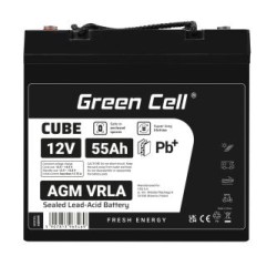 Green Cell CUBE AGM IP54 12V 55Ah VRLA bateria Gel deep cycle skuter mower łodzi barge mower ciągnik,  łodzi