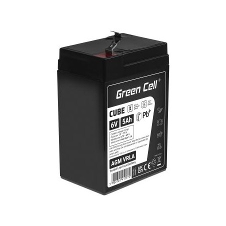 Green Cell CUBE AGM IP54 6V 5Ah VRLA bateria Gel deep cycle toys for kids alarm systems