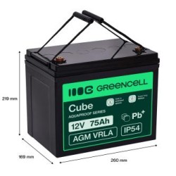 Green Cell CUBE AGM IP54 12V 75Ah VRLA bateria Gel deep cycle powerchair fotowoltaiki leisure bateria campervan