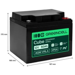 Greencell AGM VRLA 12V 50Ah maintenance-free bateria do UPS, scales, kamperów (197x166x170mm)