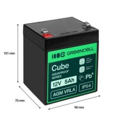 Greencell AGM VRLA 12V 5Ah maintenance-free bateria do cash registers, zabawek, kamery (91x70x102mm)
