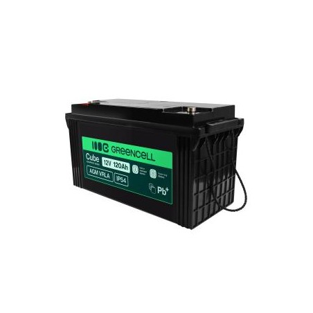 Greencell AGM VRLA 12V 120Ah maintenance-free bateria do łodzi, fotowoltaiki, paneli solarnych (173x406x233mm)