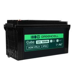 Greencell AGM VRLA 12V 120Ah maintenance-free bateria do łodzi, fotowoltaiki, paneli solarnych (173x406x233mm)