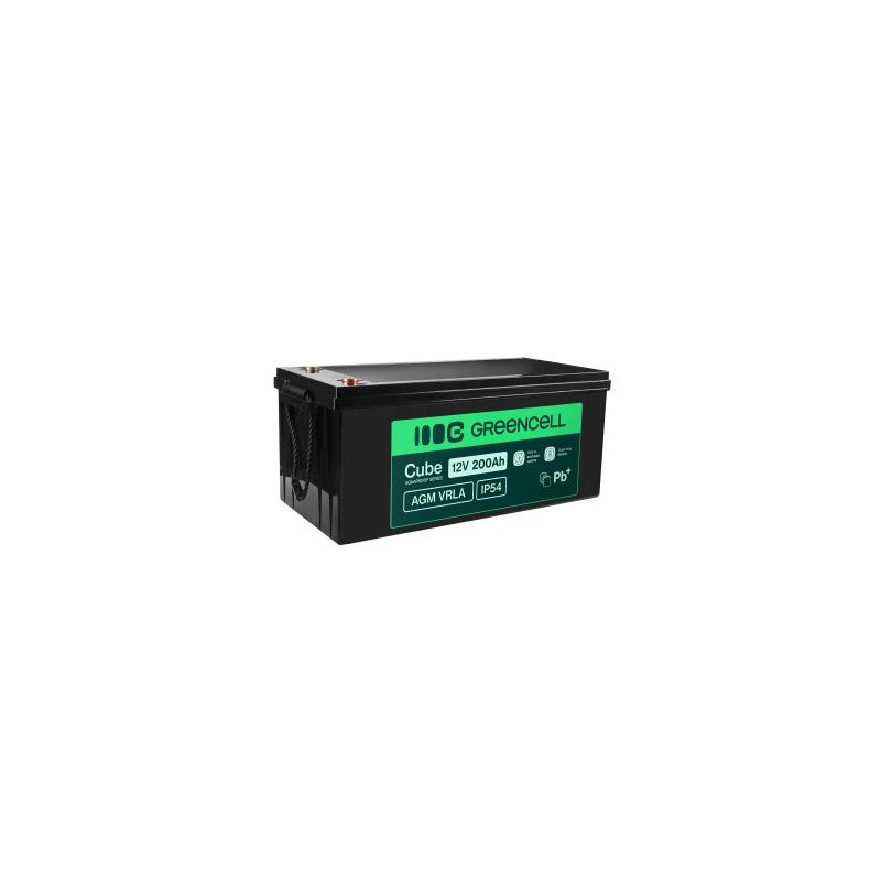 Greencell AGM VRLA 12V 200Ah maintenance-free bateria do solar łodzi applications (240x522x226mm)