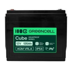 Greencell AGM VRLA 12V 135Ah maintenance-free bateria do łodzi, fotowoltaiki, paneli solarnych (341x173x287mm)