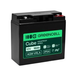 Greencell AGM VRLA 12V 18Ah maintenance-free bateria do cash registers, zabawek, kamery (181x77x167mm)