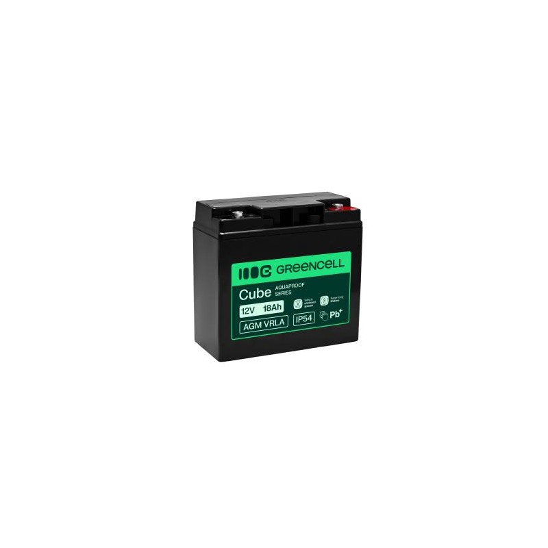 Greencell AGM VRLA 12V 18Ah maintenance-free bateria do cash registers, zabawek, kamery (181x77x167mm)