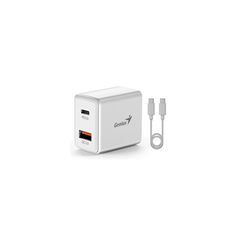 Genius Zasilacz / sieciowy adapter 20W, 2-portowy, USB-C, USB-A, PD-20ACP