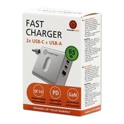 Powerton ENERGY VOLTIX Zasilacz / sieciowy adapter 65W, 3 porty, USB-C, USB-A