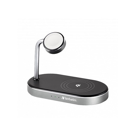 Verbatim, Podstawka ładująca 3 w 1, na iPhone i Apple Watch, czarna, 15V, 44W, Certifikat MFi i Qi, EOL