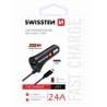 Ładowarka samochodowa SWISSTEN 12W, 1 port, USB-A, kabel USB-C