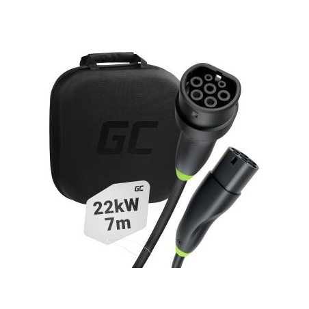 Green Cell Snap Type 2 EV ładowania kabel 22 kW 7 m do Tesla Model 3 S X Y, VW ID.3, ID.4, Kia EV6, Hyundai IONIQ 5, Ford Mach-E