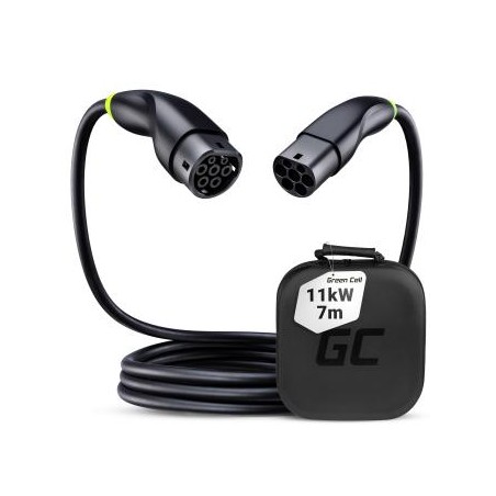 Green Cell Snap Type 2 EV ładowania kabel 11 kW 7 m do Tesla Model 3 S X Y, VW ID.3, ID.4, Kia EV6, Hyundai IONIQ 5, Ford Mach-E