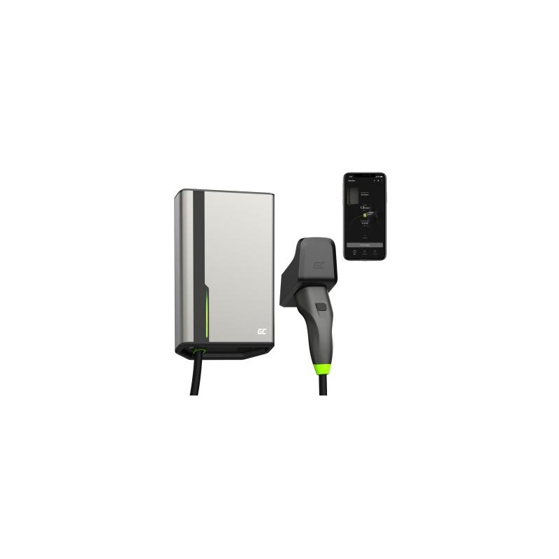 Green Cell GC HabuDen Wallbox 22kW 32A 5m kabel Type 2 Smart EV stacja ładowania z GC App Bluetooth WiFi