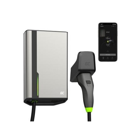 Green Cell GC HabuDen Wallbox 22kW 32A 7.5m kabel Type 2 Smart EV  stacja  ładowania z GC App Bluetooth WiFi