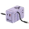 Verbatim, Adapter podróżny Charge ,n, Travel GaN III 1x USB-C, 1X USB-A + 2x zintegrowane kable USB-C, fioletowy, 70 W