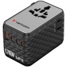 Verbatim, Adapter podróżny Charge ,n, Travel GaN III 2x USB-C, 2X USB-A + 1x zintegrowany kabel USB-C, czarna, 170 W