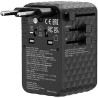 Verbatim, Adapter podróżny Charge ,n, Travel GaN III 2x USB-C, 2X USB-A + 1x zintegrowany kabel USB-C, czarna, 170 W
