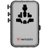 Verbatim, Adapter podróżny Charge ,n, Travel GaN III 2x USB-C, 2X USB-A + 1x zintegrowany kabel USB-C, czarna, 100 W