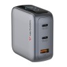 Verbatim, Mini ładowarka GaN z wyświetlaczem i kablem 2 x USB-C / 1 x USB-A, szara, 100 W, Wbudowane zabezpieczenie nadprądowe