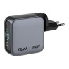Verbatim, Mini ładowarka GaN z wyświetlaczem i kablem 2 x USB-C / 1 x USB-A, szara, 100 W, Wbudowane zabezpieczenie nadprądowe