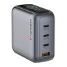 Verbatim, Mini ładowarka GaN z wyświetlaczem i kablem 3 x USB-C / 1 x USB-A, szara, 140 W, Wymienne wtyczki EU, UK, USA
