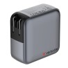 Verbatim, Mini ładowarka GaN z wyświetlaczem i kablem 3 x USB-C / 1 x USB-A, szara, 140 W, Wymienne wtyczki EU, UK, USA
