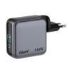 Verbatim, Mini ładowarka GaN z wyświetlaczem i kablem 3 x USB-C / 1 x USB-A, szara, 140 W, Wymienne wtyczki EU, UK, USA