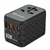 Verbatim, Adapter podróżny World-to-World UTA-05 GaN III 2x USB-C PD, QC 4+,  2x USB-A, czarna, 65 W