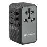Verbatim, Adapter podróżny World-to-World UTA-06 GaN III 2x USB-C PD, QC 4+,  2x USB-A QC 3.0, czarny, 100 W