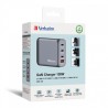 Verbatim, Ładowarka GaN USB 3.0, USB C, szara, 100 W, wymienne końcówki  C,G,A