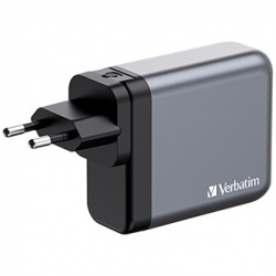 Verbatim, Ładowarka GaN USB 3.0, USB C, szara, 140 W, wymienne końcówki C,G,A
