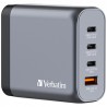 Verbatim, Ładowarka GaN USB 3.0, USB C, szara, 140 W, wymienne końcówki  C,G,A