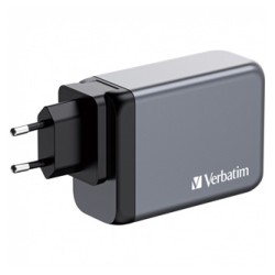 Verbatim, Ładowarka GaN USB 3.0, USB C, szara, 240 W, wymienne końcówki  C,G,A