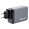 Verbatim, Ładowarka GaN USB 3.0, USB C, szara, 240 W, wymienne końcówki  C,G,A
